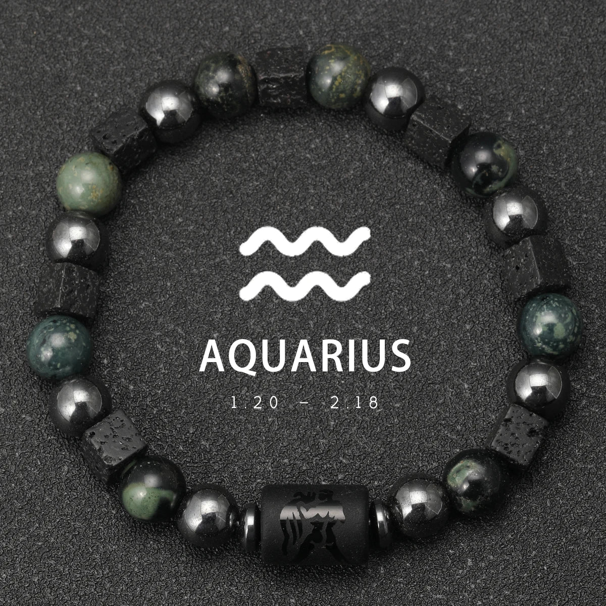 Bracelet Signe Astrologique Pierres Naturelles - 12 Signes Zodiaque Verseau Cancer Vierge Poissons Bijou Unisexe