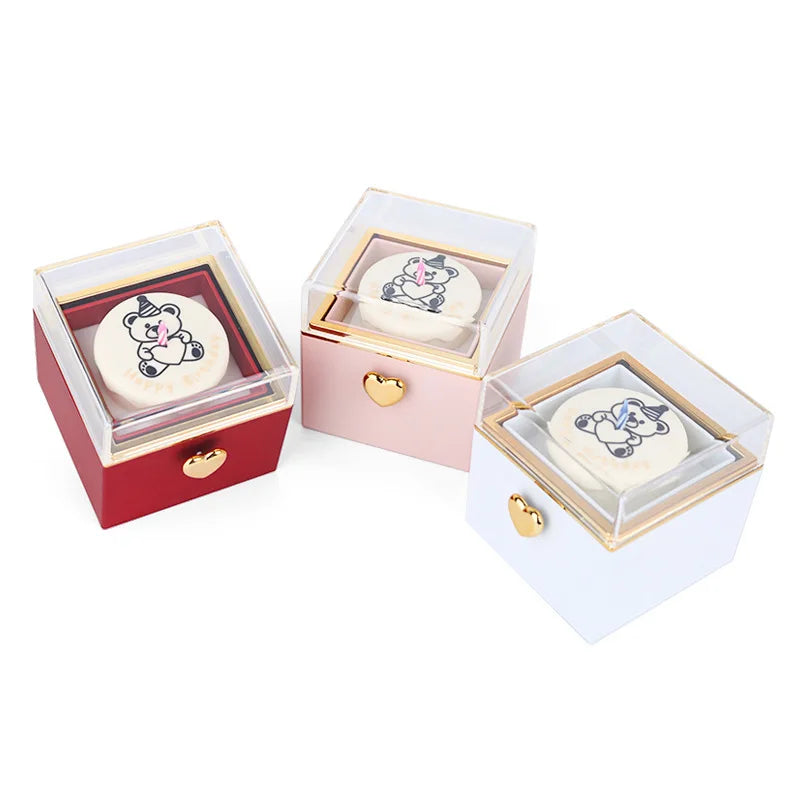 Boîte à Bijoux Surprise Rotative Ourson Magique - Cadeau Saint-Valentin Premium