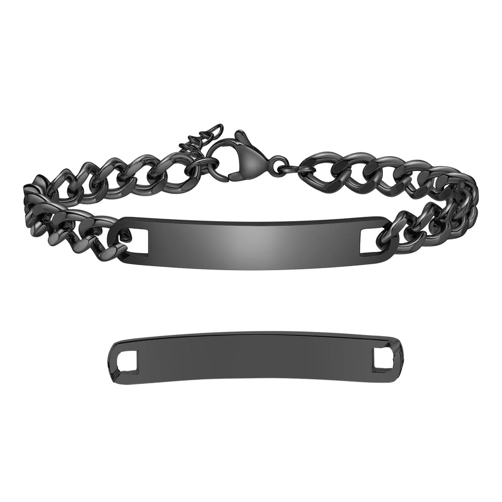 Bracelet Identité Personnalisé Gravure Prénom - Bracelet Couple Acier Inoxydable Homme Femme