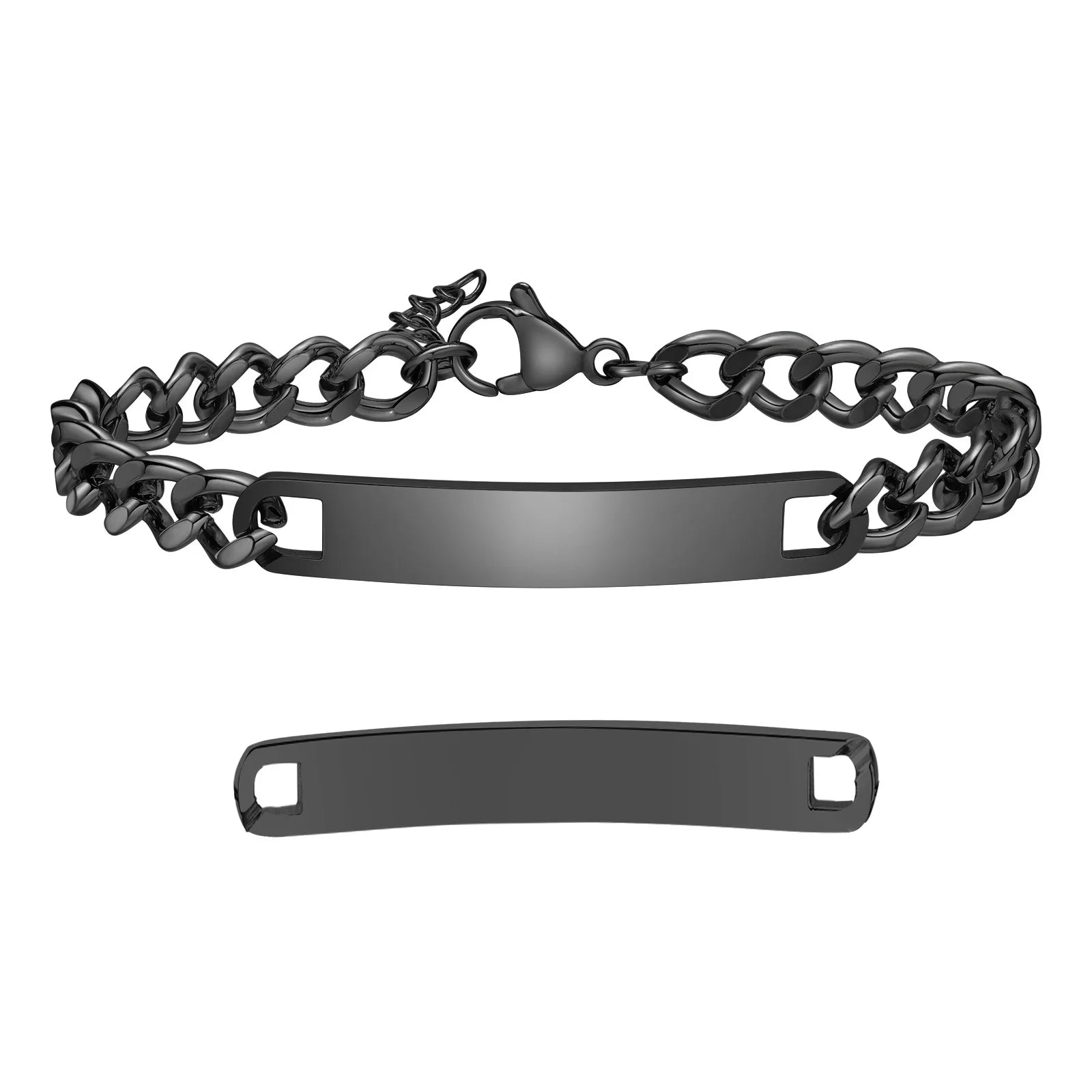 Bracelet Identité Personnalisé Gravure Prénom - Bracelet Couple Acier Inoxydable Homme Femme