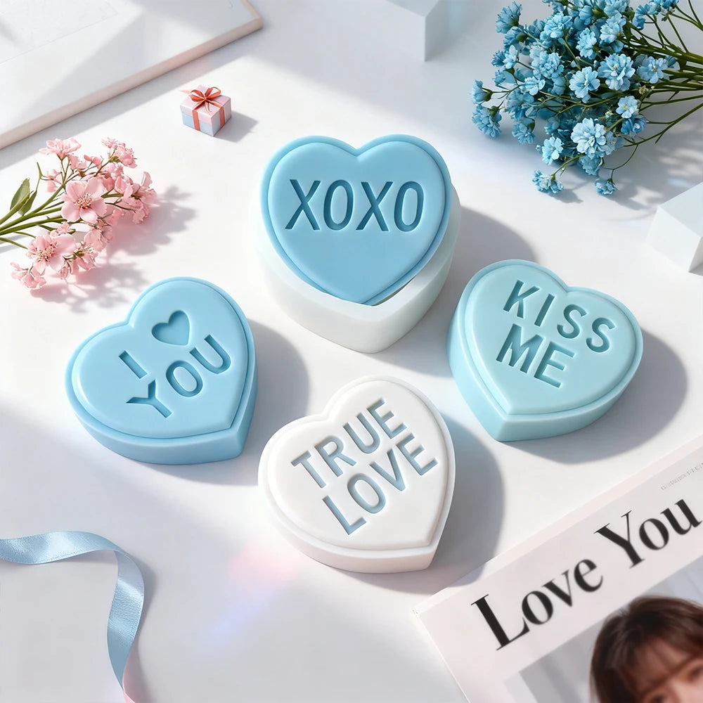 Moule Silicone Cœur & Lettres Saint-Valentin - DIY Bougies Résine Plâtre