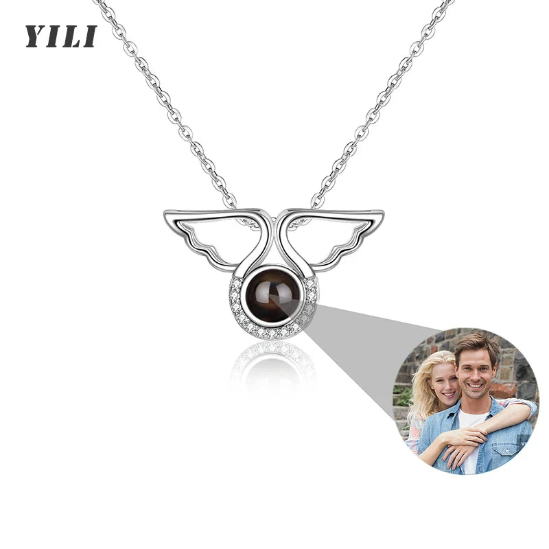 Collier Projection Photo Personnalisé Je t'aime 100 Langues - Cadeau Femme