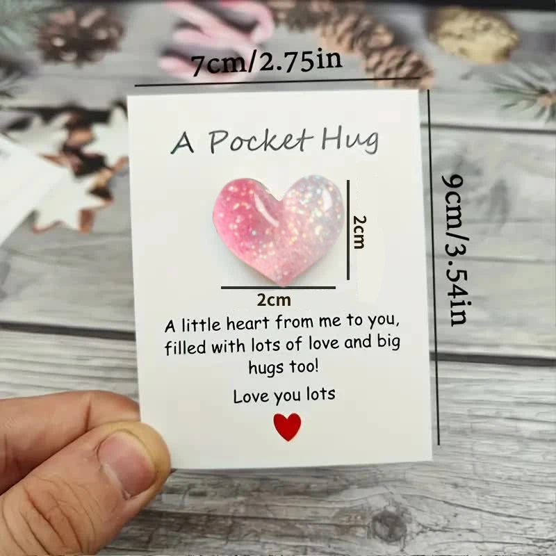 Porte-clés Pocket Hug Résine avec Carte d'Encouragement - Cadeau Amour Famille Amis Soutien Moral