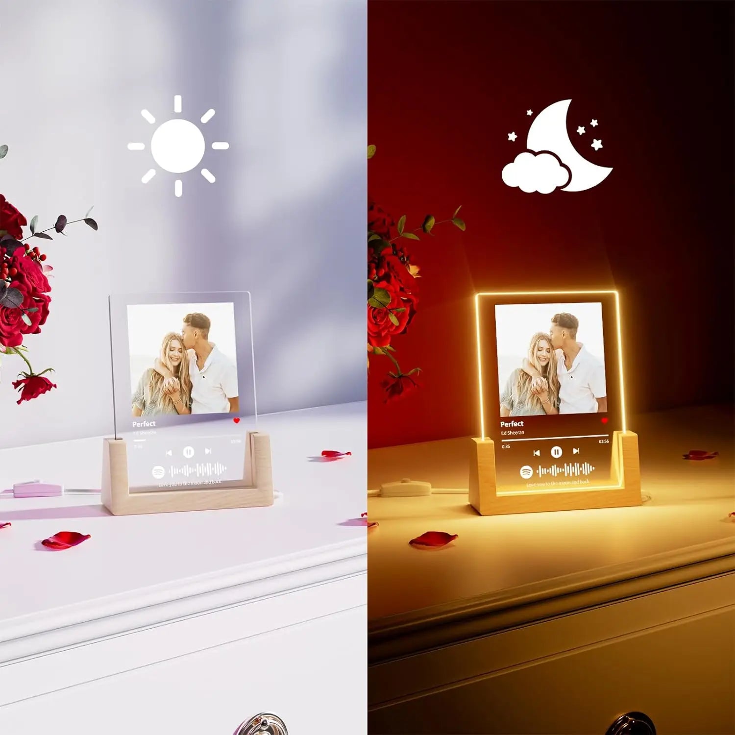 Plaque Musicale Spotify Personnalisée - Cadre Photo Acrylique LED avec Chanson & Photo