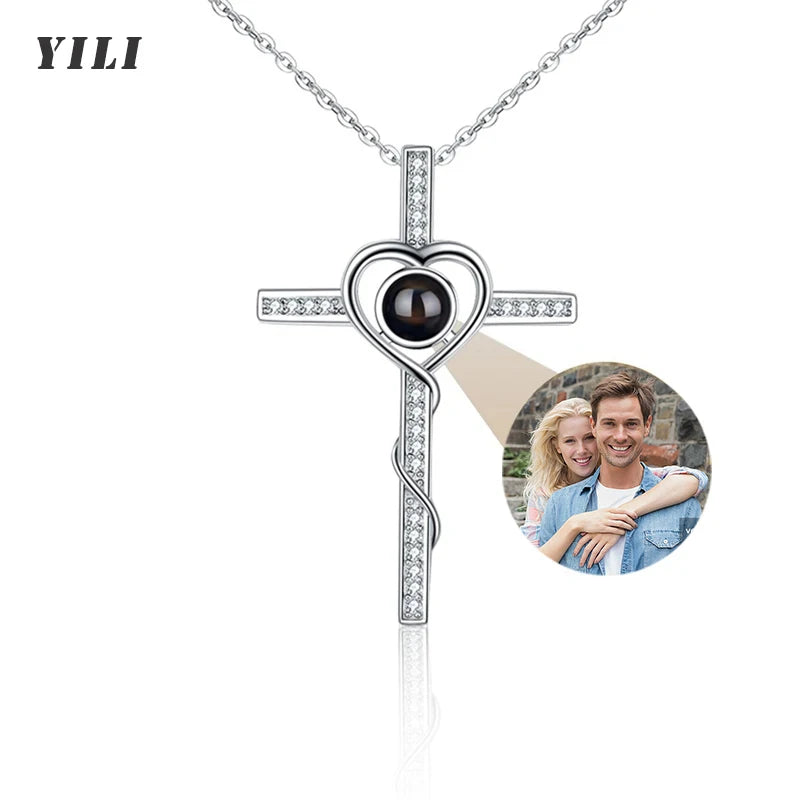 Collier Projection Photo Personnalisé Je t'aime 100 Langues - Cadeau Femme