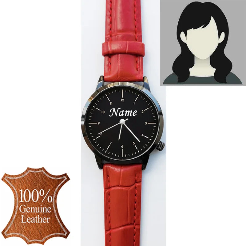 Montre Personnalisée Gravée Homme Femme - Étanche 3ATM Nom Logo sur Mesure - Cadeau Unique