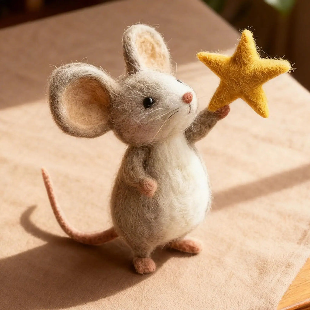 Souris Décorative en Feutre - Décoration de Noël Mignonne pour Table et Étagère