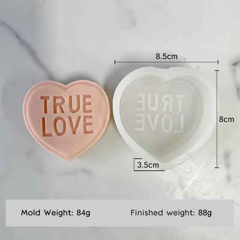 Moule Silicone Cœur & Lettres Saint-Valentin - DIY Bougies Résine Plâtre