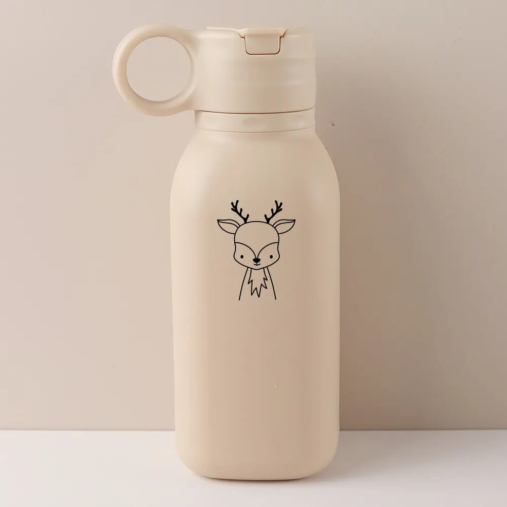 Gourde Personnalisable 450ml avec Paille Silicone - Bouteille Étanche Motif Arc-en-Ciel Enfant & Adulte