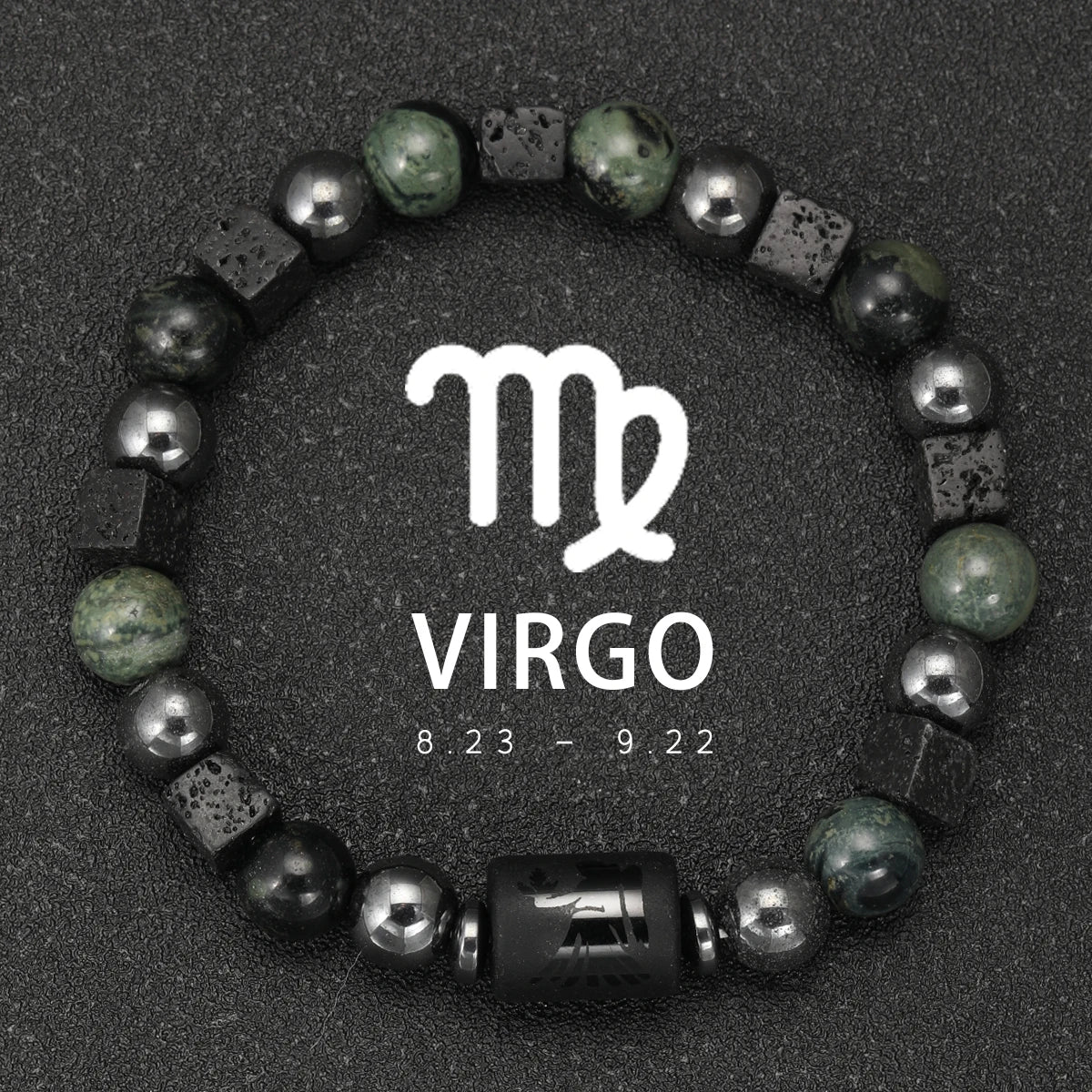 Bracelet Signe Astrologique Pierres Naturelles - 12 Signes Zodiaque Verseau Cancer Vierge Poissons Bijou Unisexe