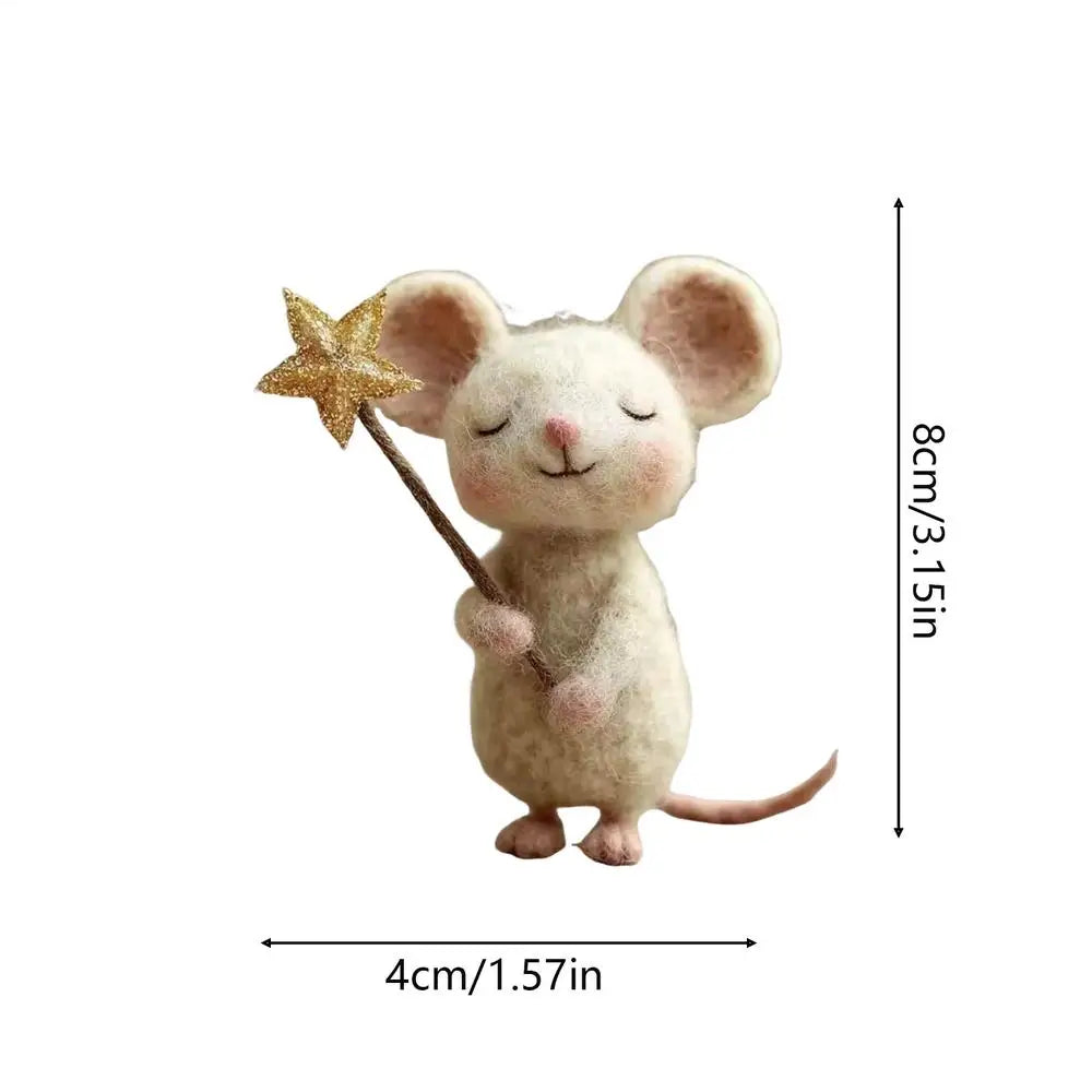 Souris Décorative en Feutre - Décoration de Noël Mignonne pour Table et Étagère