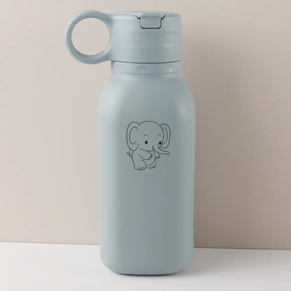 Gourde Personnalisable 450ml avec Paille Silicone - Bouteille Étanche Motif Arc-en-Ciel Enfant & Adulte