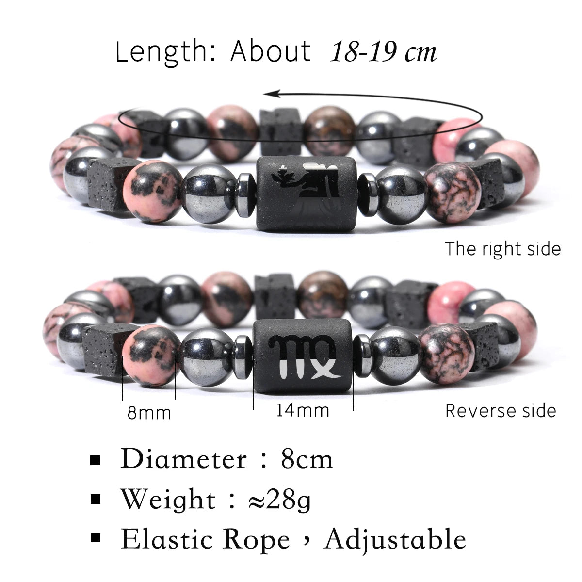 Bracelet Signe Astrologique Pierres Naturelles - 12 Signes Zodiaque Verseau Cancer Vierge Poissons Bijou Unisexe