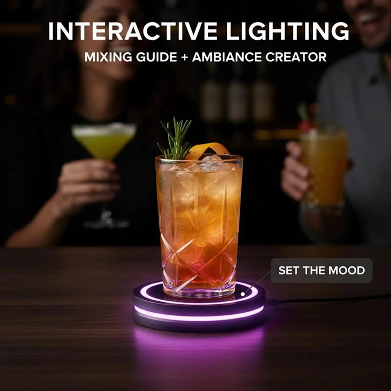Dessous de Verre Intelligent LED pour Cocktails - Machine à Cocktails Maison avec Lumières Interactives