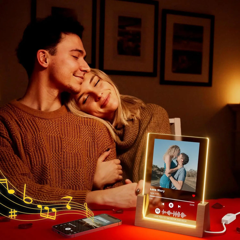 Plaque Musicale Spotify Personnalisée - Cadre Photo Acrylique LED avec Chanson & Photo
