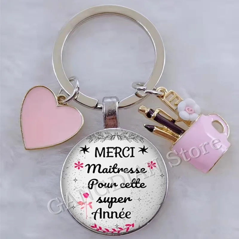 Porte-Clés Merci Maîtresse - Cadeau Fin d'Année Scolaire Personnalisable