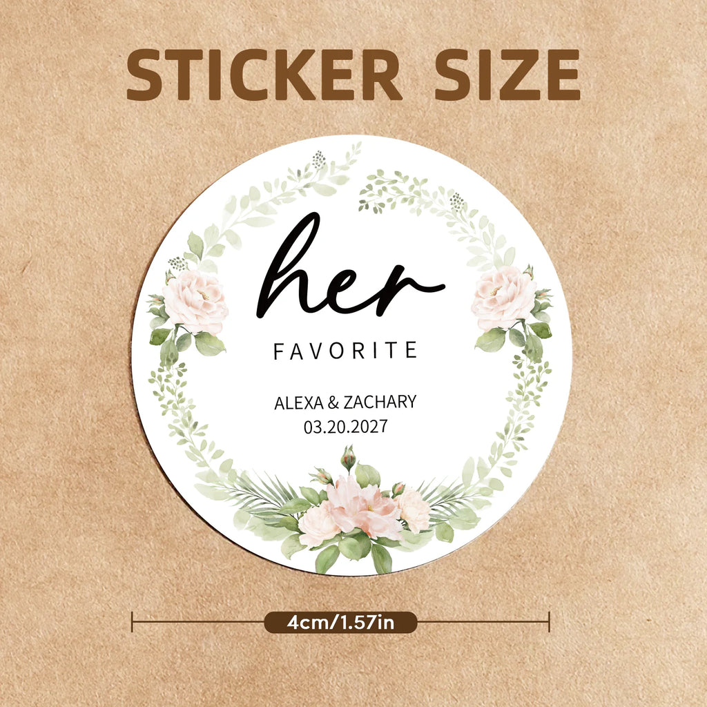 Stickers Ronds Personnalisés Imperméables Logo - Mariage Anniversaire 60pcs