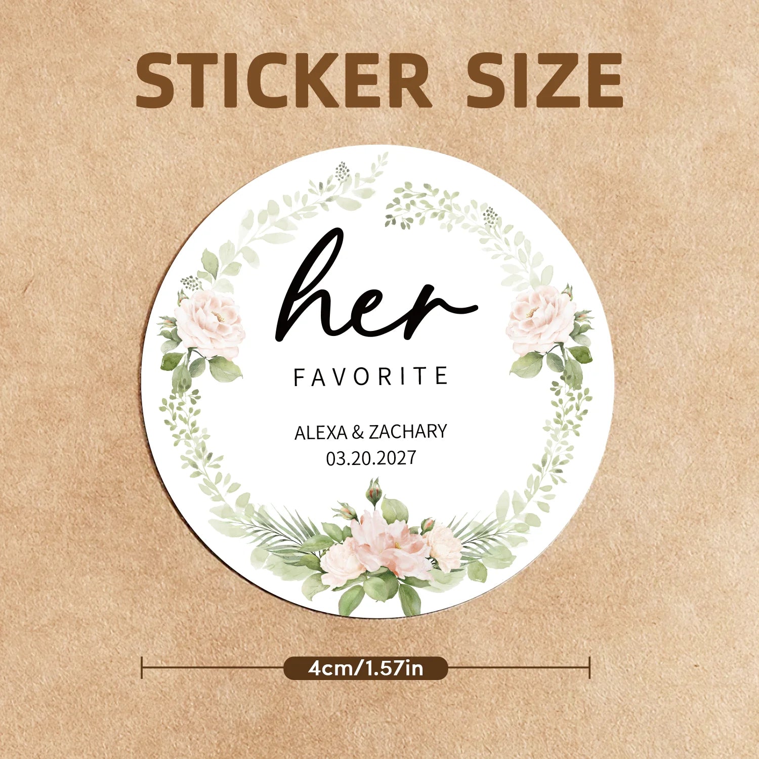 Stickers Ronds Personnalisés Imperméables Logo - Mariage Anniversaire 60pcs