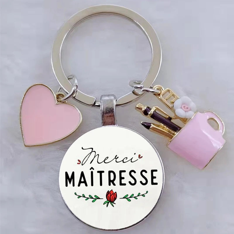 Porte-Clés Merci Maîtresse - Cadeau Fin d'Année Scolaire Personnalisable