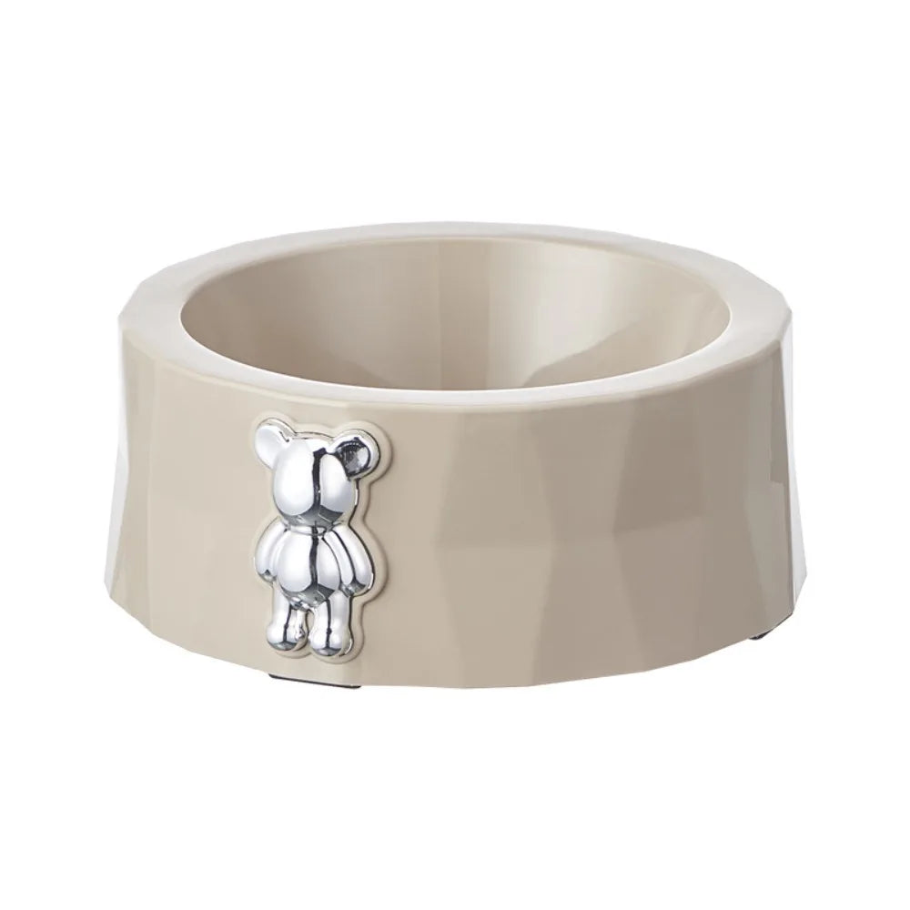 Gamelle Double Inox pour Chien Chat - Design Pierre Naturelle - Amovible et Facile à Nettoyer