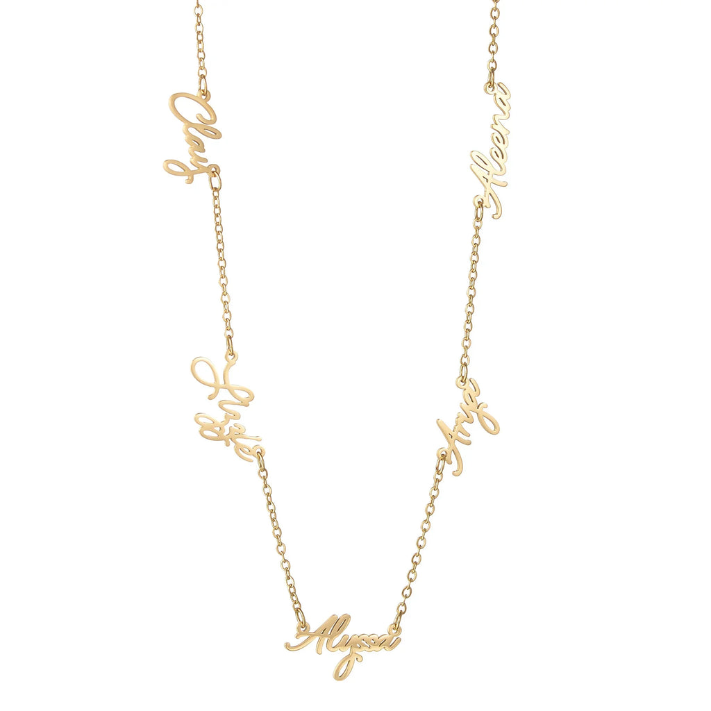 Collier Famille Personnalisé 1-9 Prénoms Acier Inoxydable - Bijou Gravure Multi-Prénoms Cadeau Maman