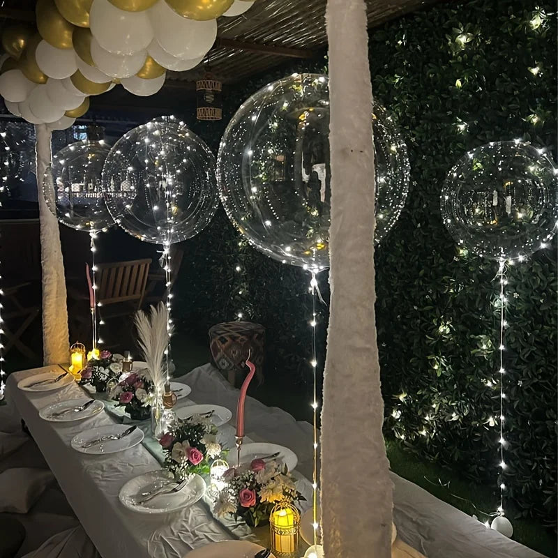 Ballons LED Bobo Transparents Lumineux 50cm Guirlande 3m - Lot 5 Pièces Décoration