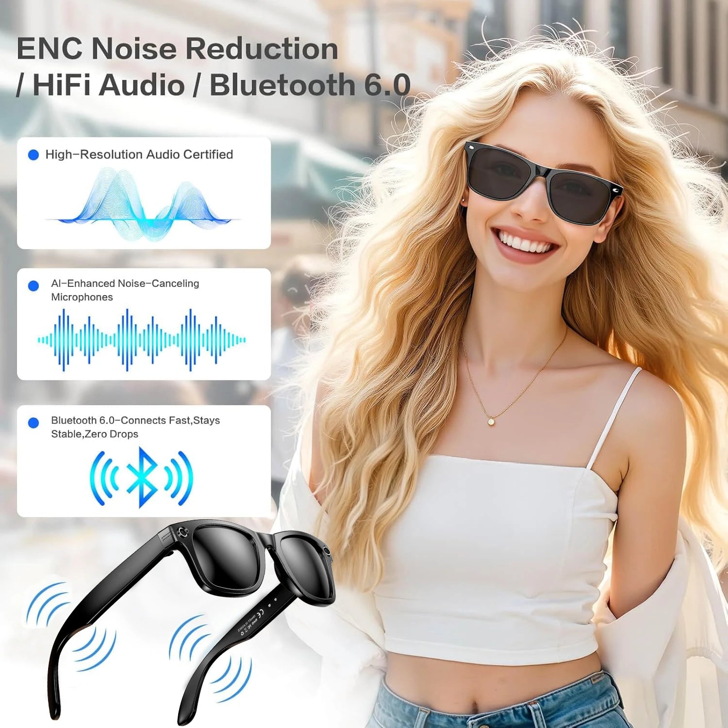 Lunettes Intelligentes AI Caméra 800W - Verres Photochromiques Traduction Smart Enregistrement Vidéo Étanches