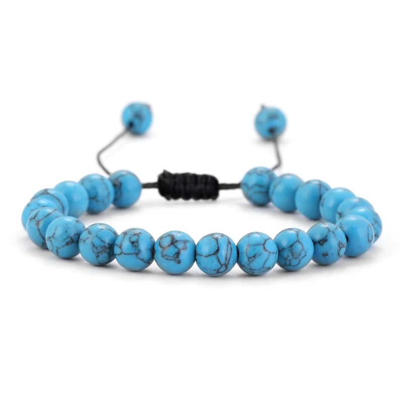 Bracelet Pierre de Lave et Œil de Tigre 8mm - Corde Tressée Ajustable Yoga Guérison Unisexe Bijou Spirituel