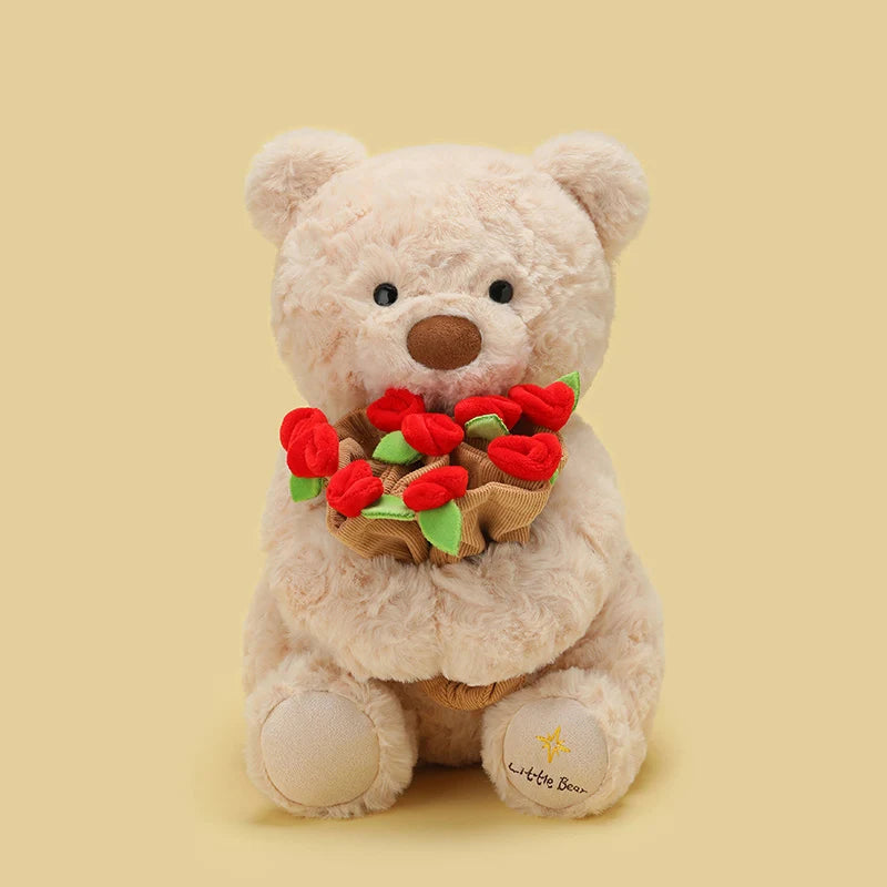 Ours en Peluche avec Roses - Cadeau Romantique Saint-Valentin - Décoration Amour