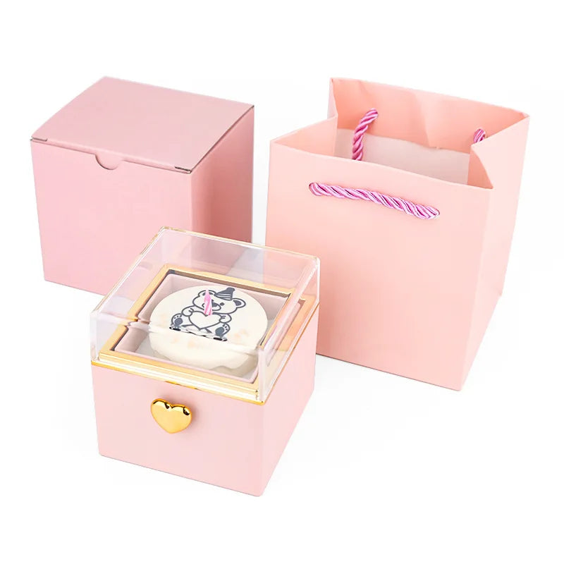 Boîte à Bijoux Surprise Rotative Ourson Magique - Cadeau Saint-Valentin Premium