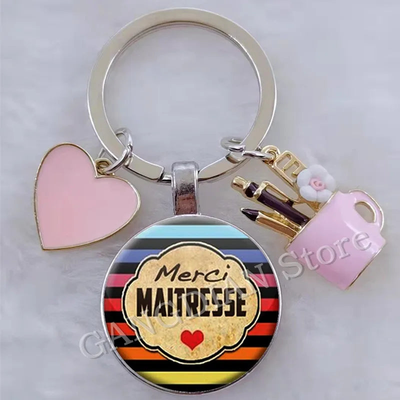 Porte-Clés Merci Maîtresse - Cadeau Fin d'Année Scolaire Personnalisable