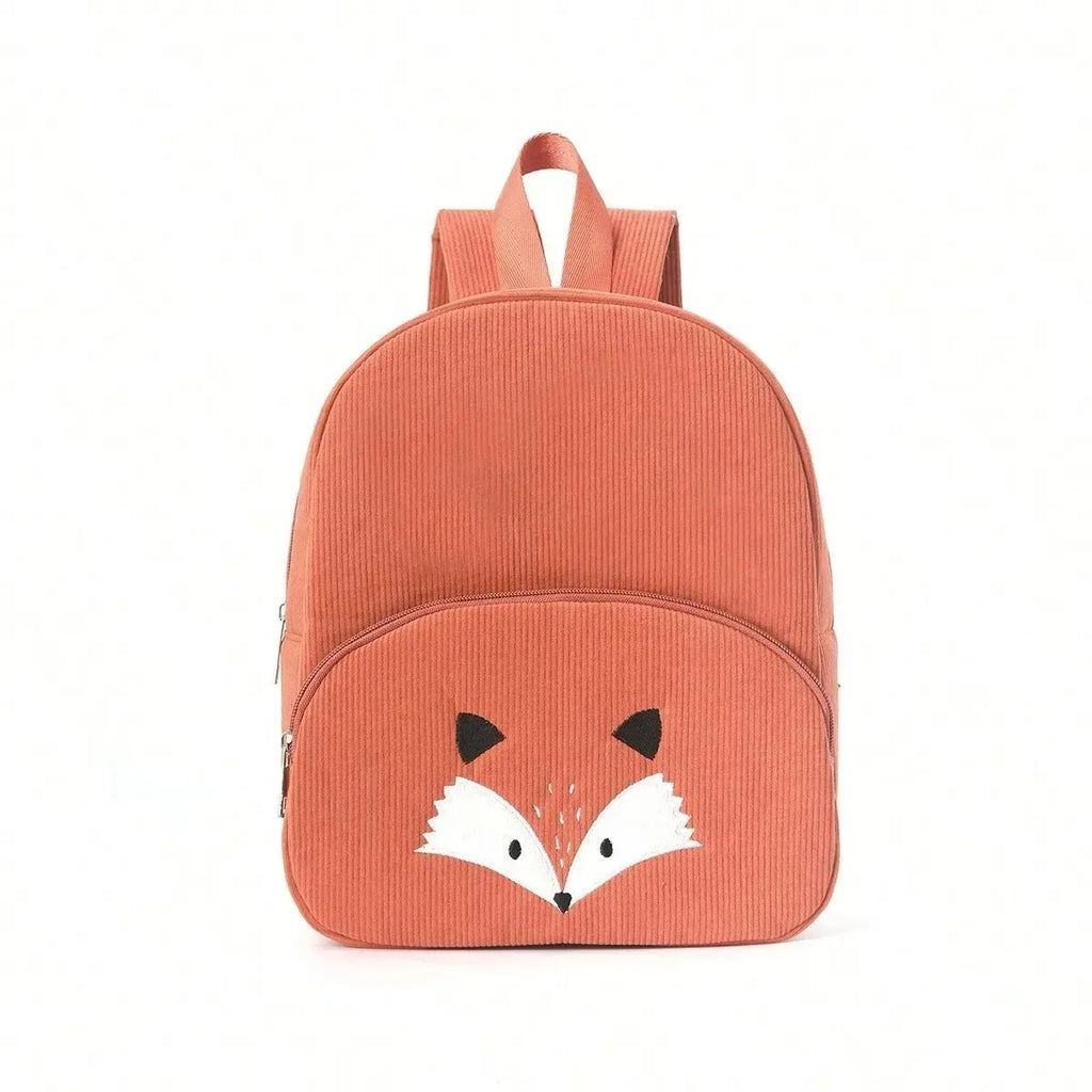 Sac à Dos Velours Côtelé Personnalisé Brodé - Ours Cartoon Grande Capacité - Rentrée Maternelle