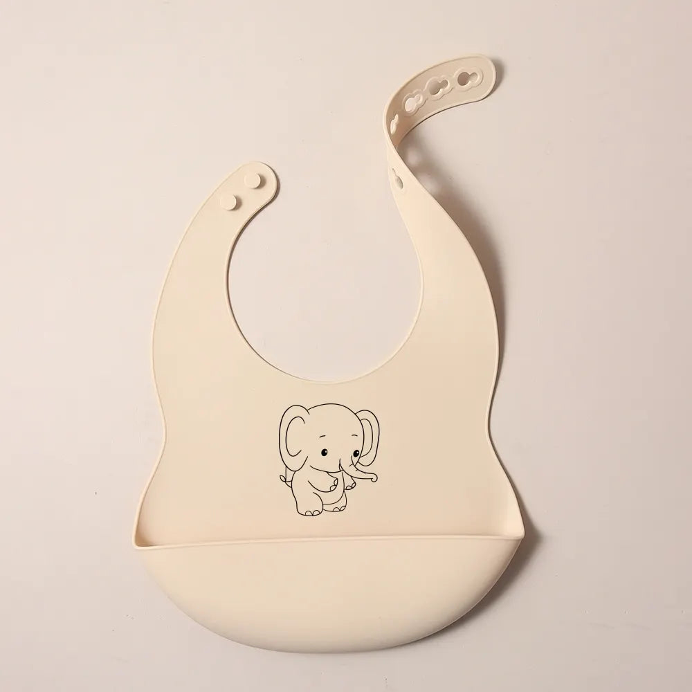 Bavoir Silicone Bébé Personnalisé Prénom - Alimentaire Motif Cartoon | Panda Bleu