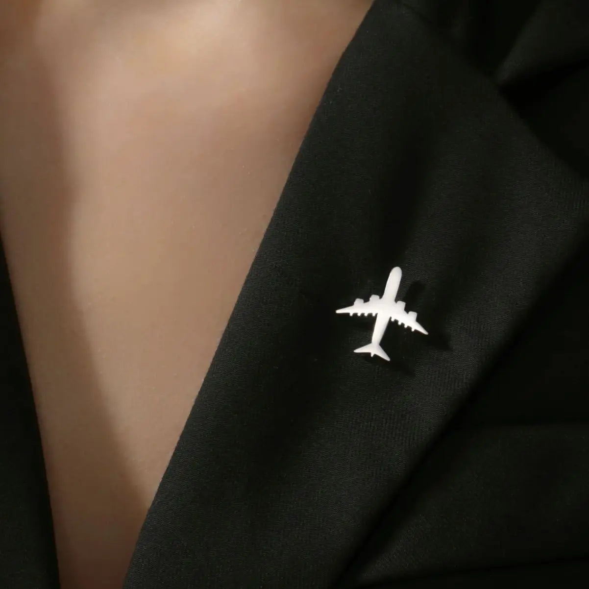 Broche Avion Personnalisée Gravure Prénom - Bijou Aviation Acier Inoxydable Cadeau Pilote