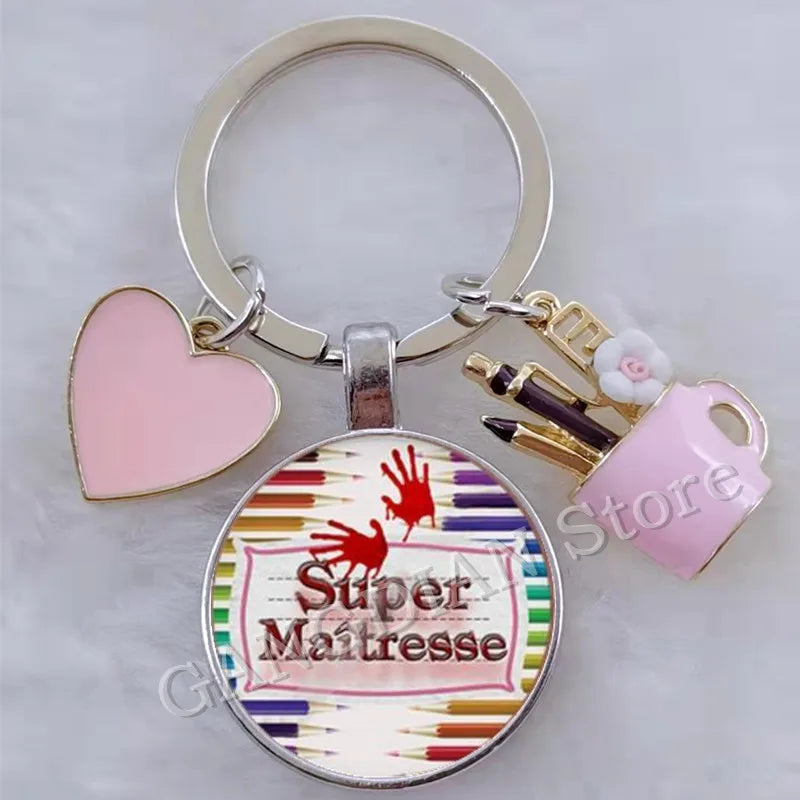 Porte-Clés Merci Maîtresse - Cadeau Fin d'Année Scolaire Personnalisable