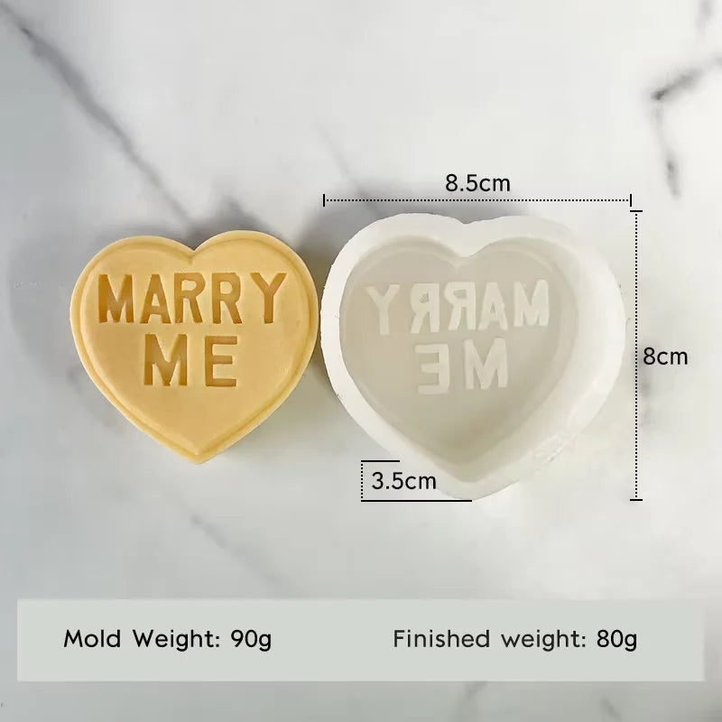 Moule Silicone Cœur & Lettres Saint-Valentin - DIY Bougies Résine Plâtre