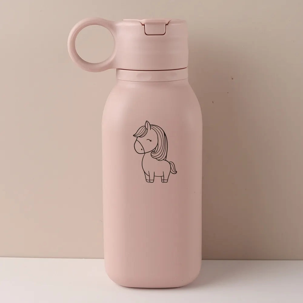 Gourde Personnalisable 450ml avec Paille Silicone - Bouteille Étanche Motif Arc-en-Ciel Enfant & Adulte