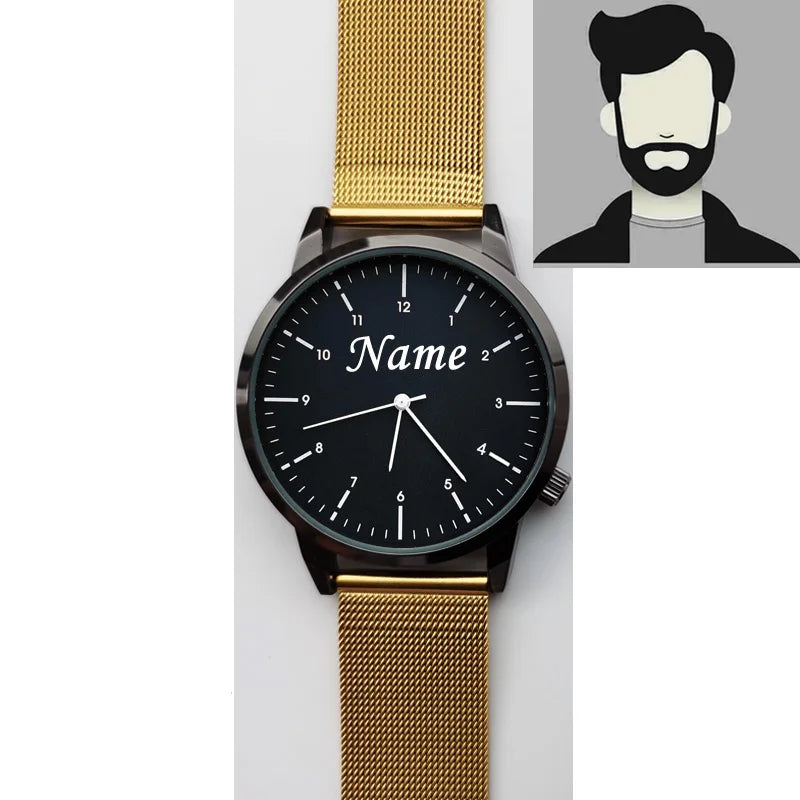 Montre Personnalisée Gravée Homme Femme - Étanche 3ATM Nom Logo sur Mesure - Cadeau Unique