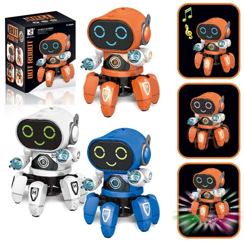 Robot Dansant LED Musical Pieuvre 6 Pattes - Jouet Éducatif Enfant Cadeau Anniversaire
