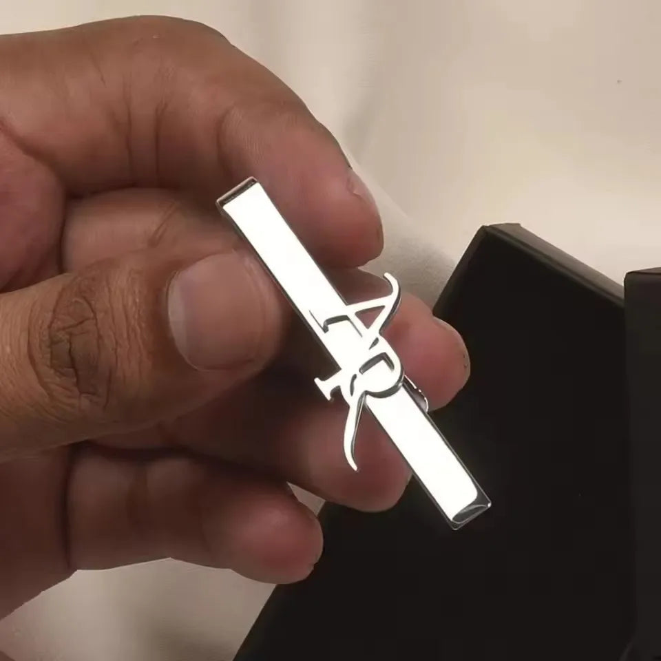 Pince Cravate Personnalisée Initiales Acier Inoxydable - Cadeau Homme