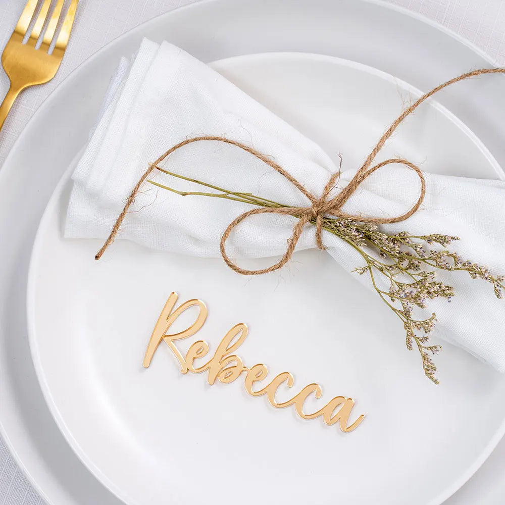 Marque-Places Personnalisés Bois Acrylique Mariage - Lot 10/20/30/50 Pièces