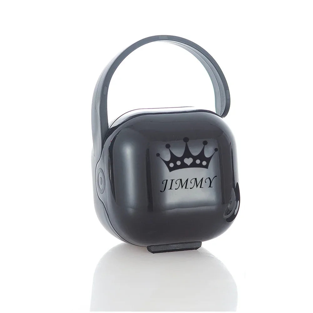 Boîte à Tétine Personnalisée Argentée Strass + Clip - Cadeau Naissance Luxe Baby Shower Sans BPA