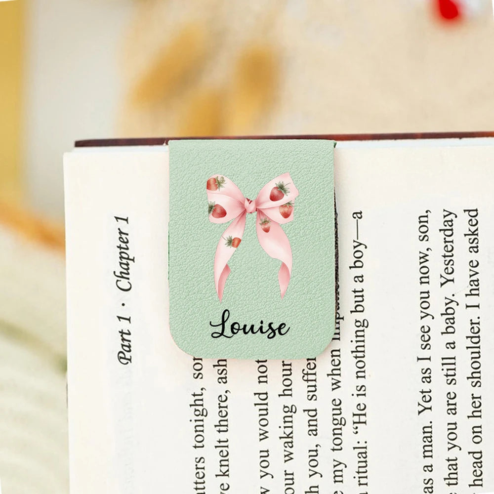 Marque-Page Personnalisé Cuir Nœud Magnétique Prénom - Cadeau Lecteur