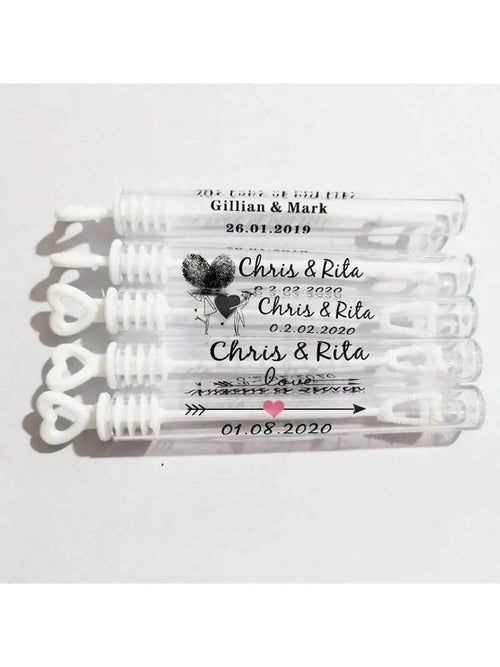 100 Étiquettes Bulles Savon Mariage Transparentes - Noms Dates Personnalisés