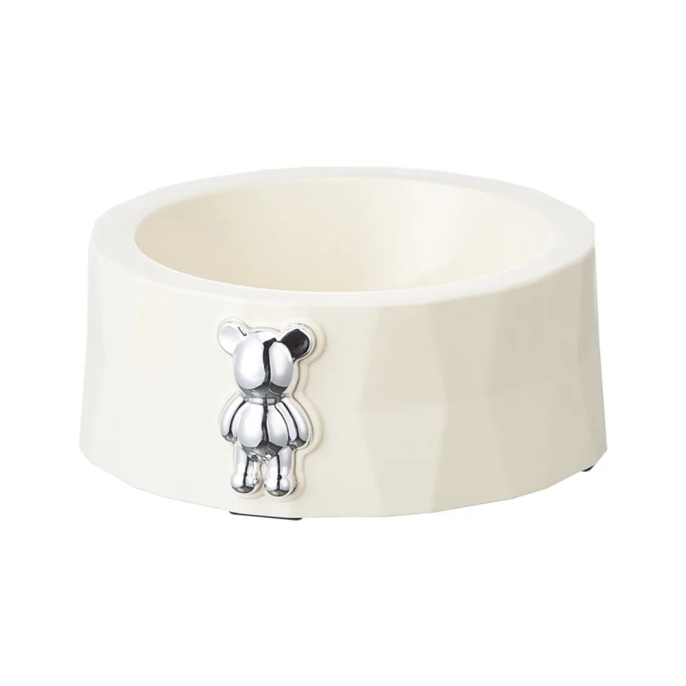 Gamelle Double Inox pour Chien Chat - Design Pierre Naturelle - Amovible et Facile à Nettoyer