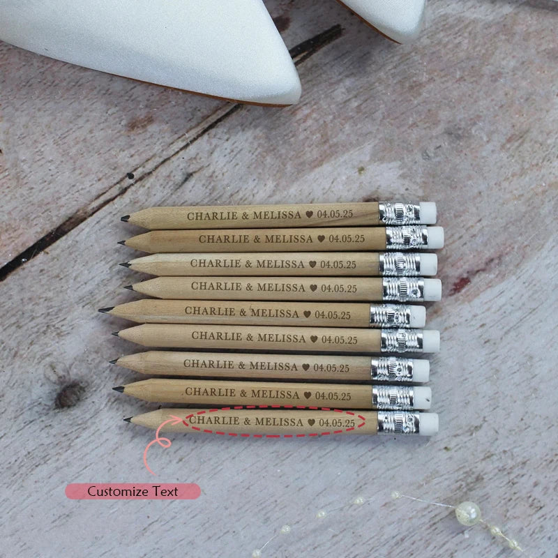 10 Crayons Bois Personnalisés Gravés - Cadeau Invités Mariage EVJF Bambou