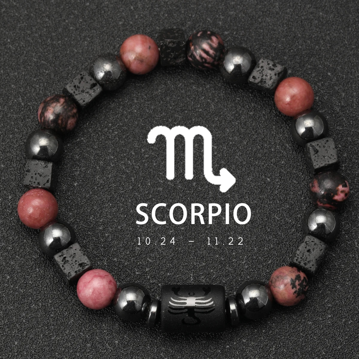 Bracelet Signe Astrologique Pierres Naturelles - 12 Signes Zodiaque Verseau Cancer Vierge Poissons Bijou Unisexe