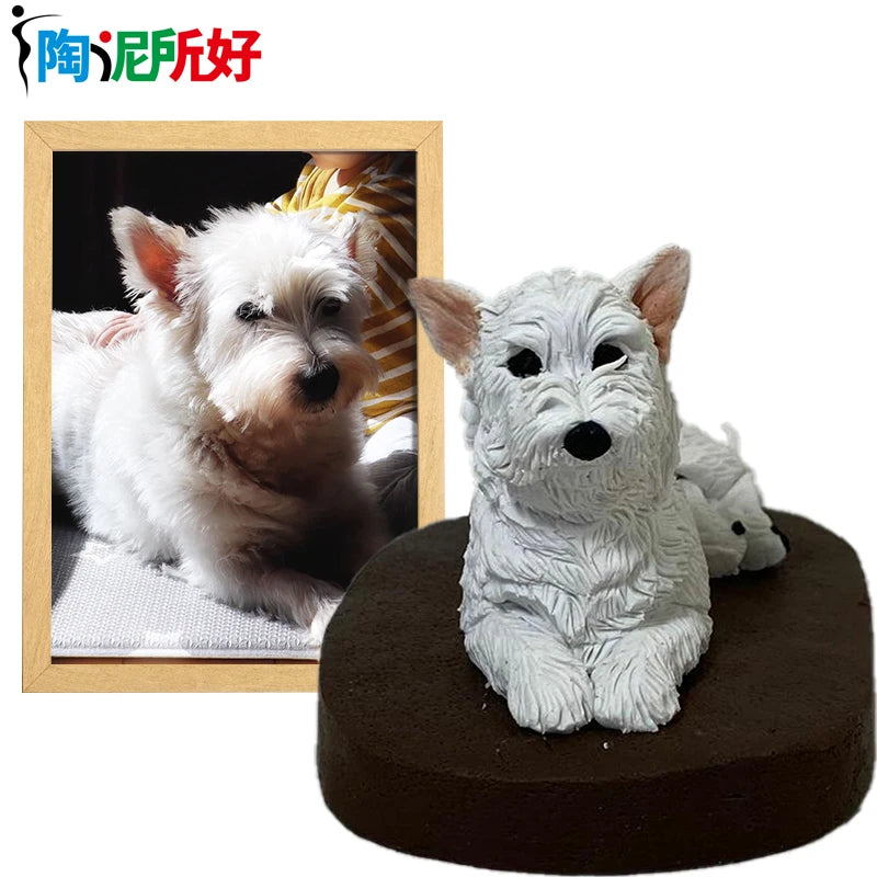 Figurine Personnalisée Animal Argile Photo - Statue 3D Chat Chien 10cm