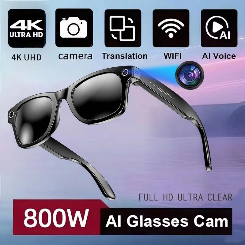 Lunettes Intelligentes AI Caméra 800W - Verres Photochromiques Traduction Smart Enregistrement Vidéo Étanches