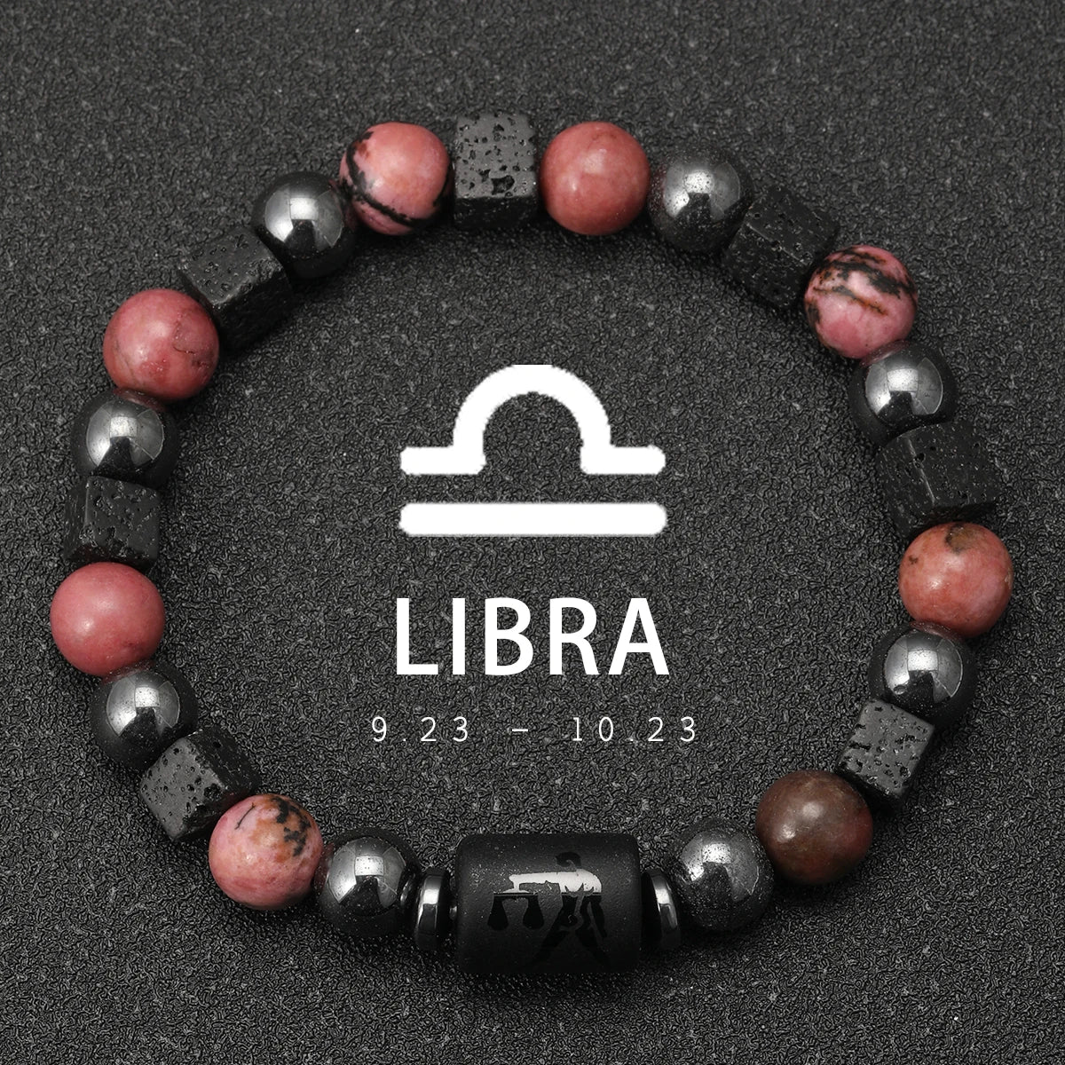 Bracelet Signe Astrologique Pierres Naturelles - 12 Signes Zodiaque Verseau Cancer Vierge Poissons Bijou Unisexe